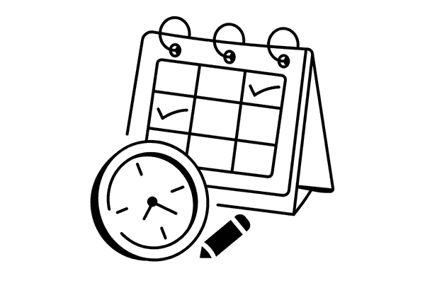 Create a revision timetable 1 A graphic of a calendar, a clock and a pencil.