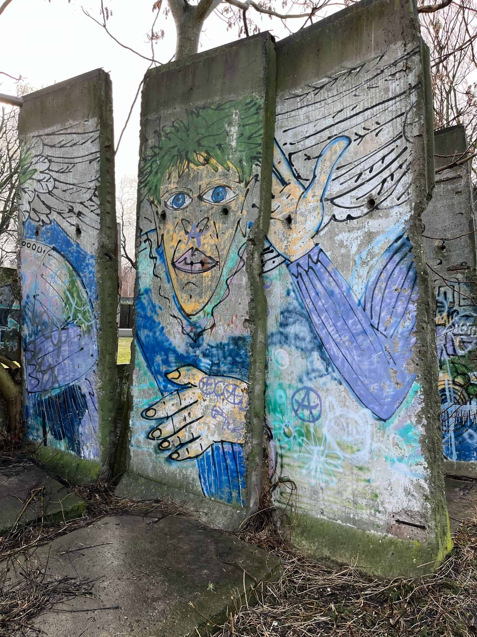 Berlin Wall memorial remains with graffiti
