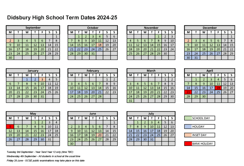Term Dates - Didsbury High School