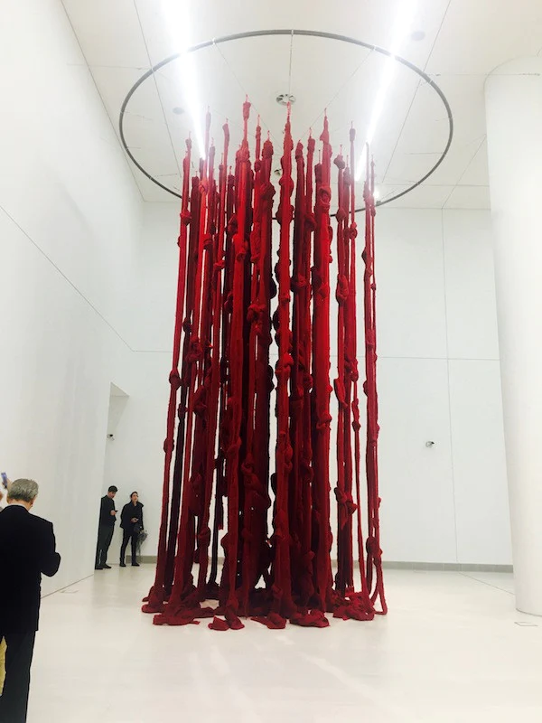 An image of the artwork that Lyla discussed. Cecilia Vicuña'sQuipu Womb (The Story of the Red Thread, Athens)
