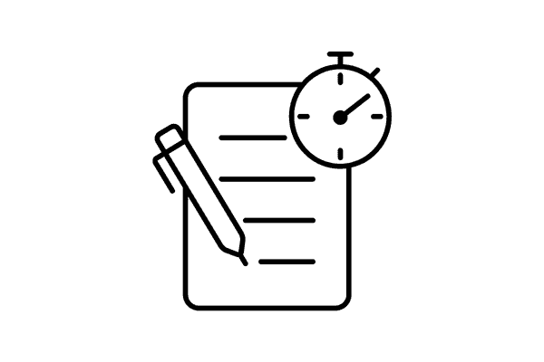 Practice Past Papers An icon shows a written paper, a stopwatch and a pen - symbolising revising with past papers.