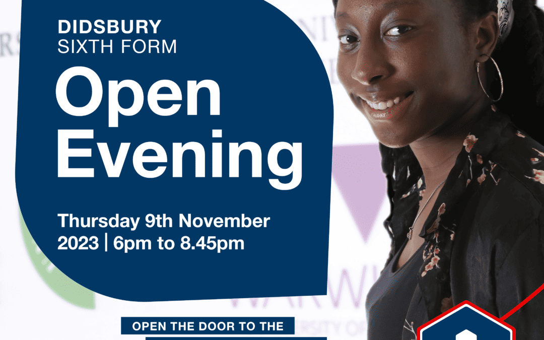 Didsbury Sixth Form Open Evening Thursday 9th November 2023 | 6pm to 8.45pm Open the door to the future of your choice at Didsbury Sixth Form, part of the Laurus Trust.