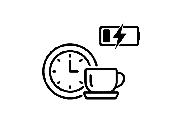Take Regular Breaks Icons show a clock, a coffee cup and a battery recharging - symbolising taking a break.